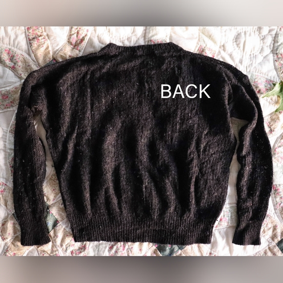 Mango Open Knit Wool Blend Cropped Sweater Black Size XS - Picture 2 of 5